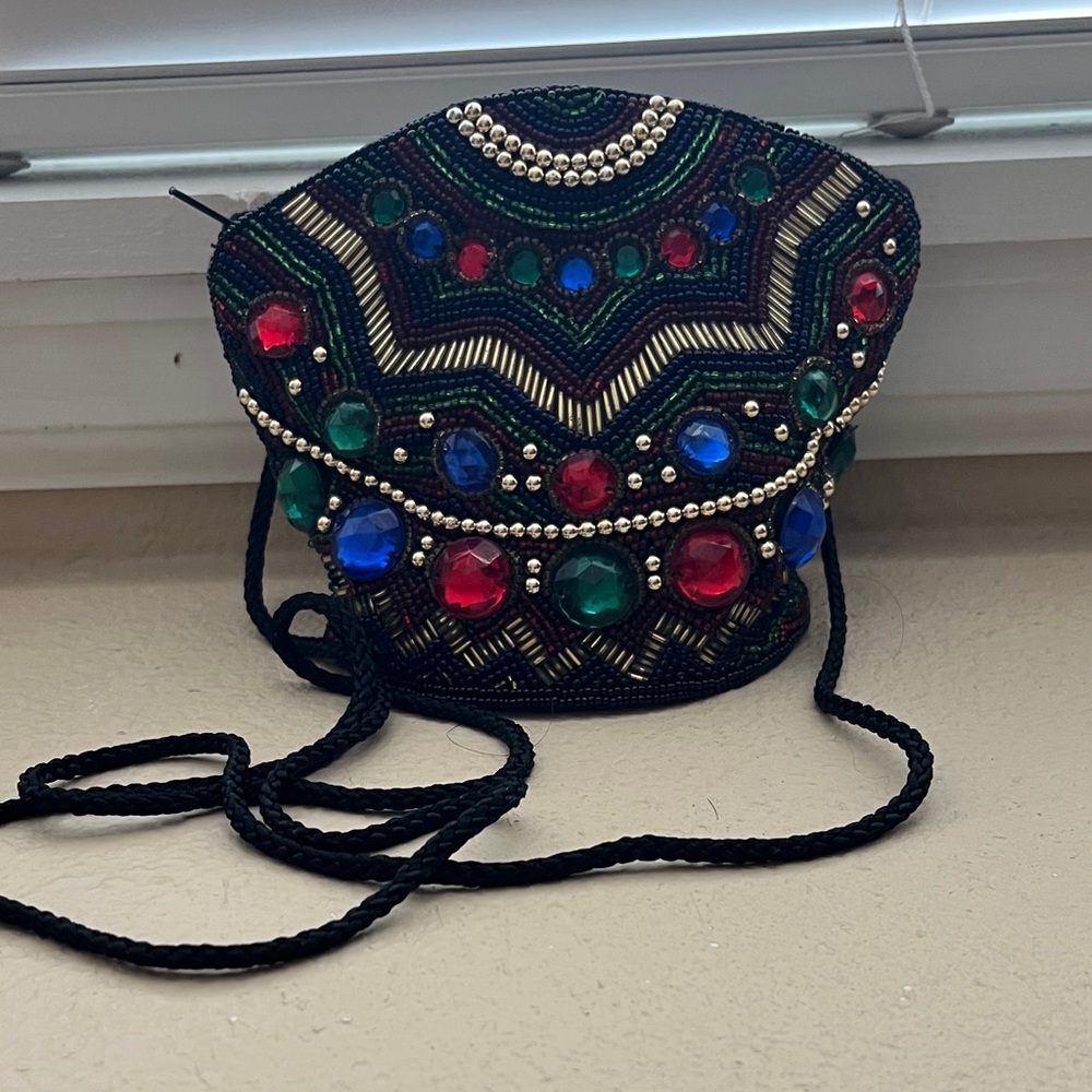 Embellished Multicolor Beaded Women's Evening Bag - Picture 1 of 5
